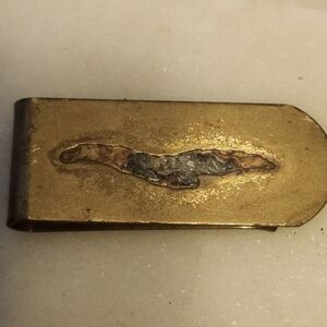 Vintage Brass Money Clip With Unique Etched Design